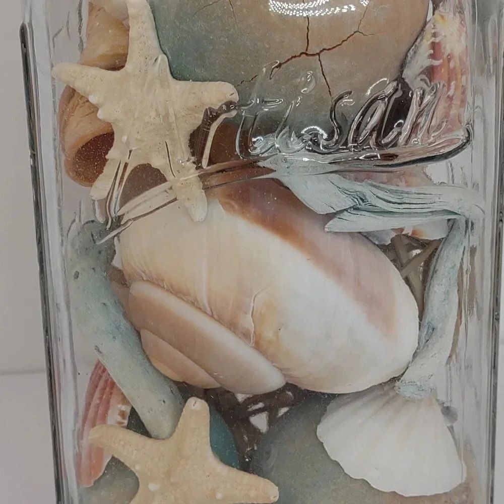Seashell Jar Artisian Starfish Beachy Tones Coastal Aesthetic - Picture 11 of 12